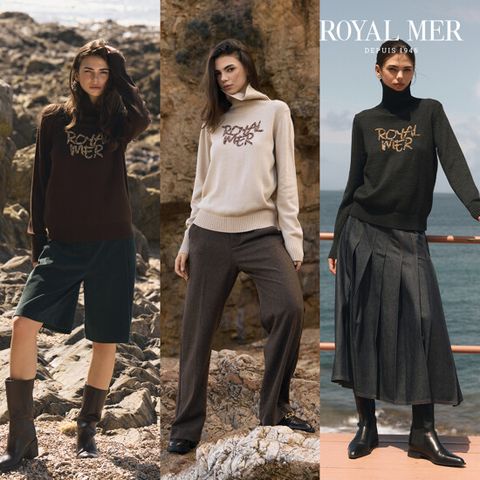 로얄메르 자수로고포인트 터틀넥 니트