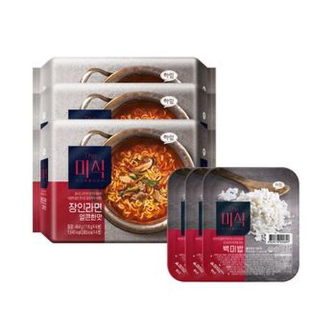 The미식 장인라면 얼큰한맛(116gX4개입)X3봉+The미식 백미밥 210gX3개