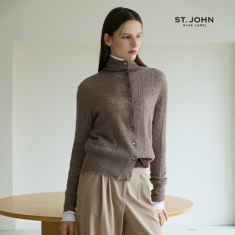 25FW 글리터 캐시미어 하이넥 가디건