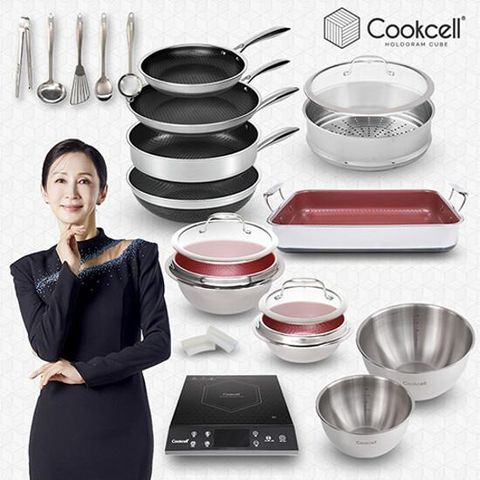 [현대1등팬/최고급/최신상]쿡셀 블루 다이아몬드 홀로그램팬(가마솥세트 사각파티팬 인덕션 포함)