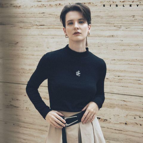 [롯데카드5%할인][런칭가99,000원]25FW 시슬리 쥬얼 로고 모크넥  니트1종