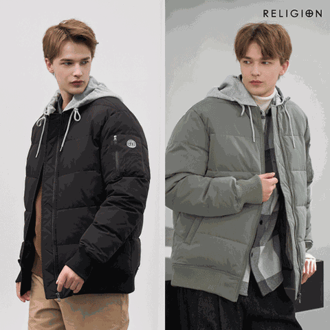 [RELIGION(릴리전)] 25FW 남성 디테처블 후드 패딩 점퍼 1종