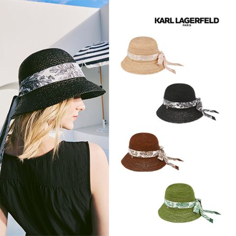 [최초가 79,000원] 칼 라거펠트 25SS 천연 라피아 모자&스카프