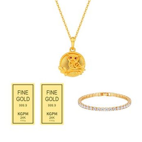 (방송에서만) 한국금자산관리 KGAM 24K 순금 행운부엉이 목걸이+추가