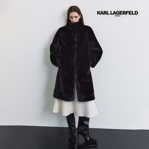 칼라거펠트 25FW FAUX밍크 롱 코트