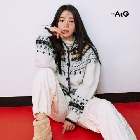 더엣지 25FW 울혼방 노르딕 후드 니트자켓