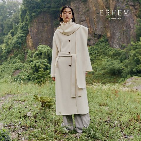 25FW 캐시미어 100 핸드메이드 후드 숄 코트 1종