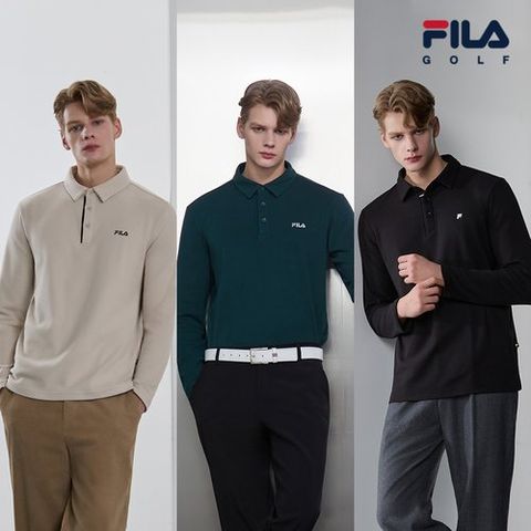 [휠라골프] 남성 기모 카라셔츠 3종 세트