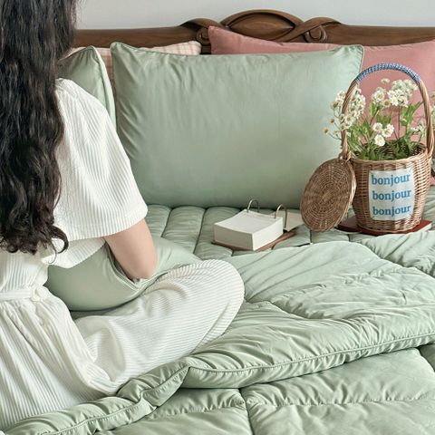 [풀세트] 필굿 알러지케어 사계절 차렵이불 패드세트 모스그린(SS/QK/SK)