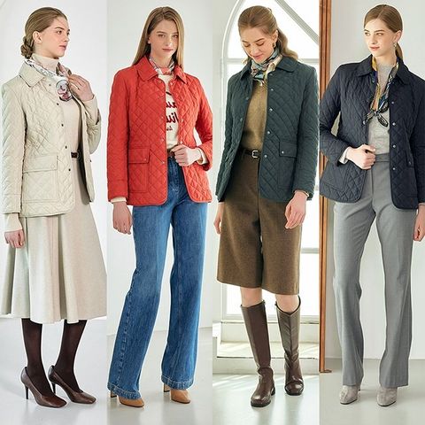 (매장판매동일) 25FW 에꼴드파리 다이아몬드 퀼팅 자켓 + 스카프