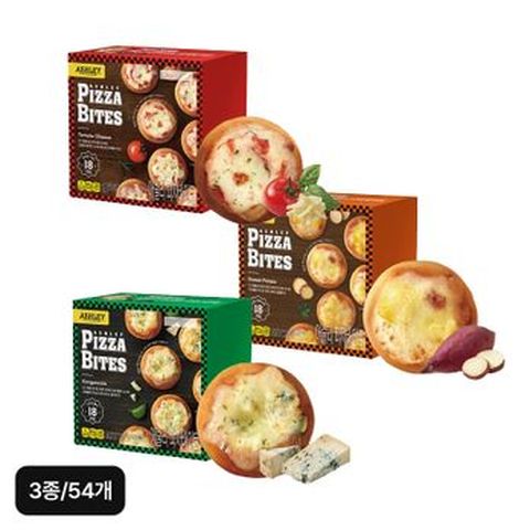 애슐리 피자바이트 54개(토마토치즈 18개+스윗포테이토 18개+고르곤졸라 18개)