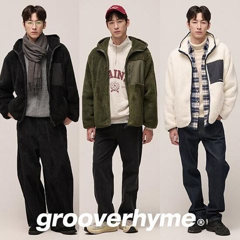 그루브라임 25FW 남성 양면 쉐르파 후드 점퍼