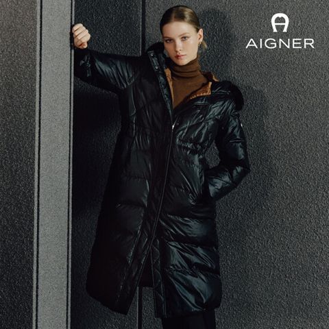아이그너 25FW 후드 트리밍 덕다운 롱 코트