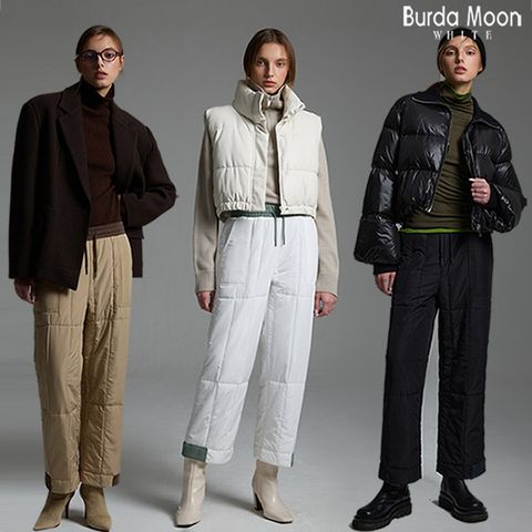 [부르다문화이트] 배색 패딩팬츠 