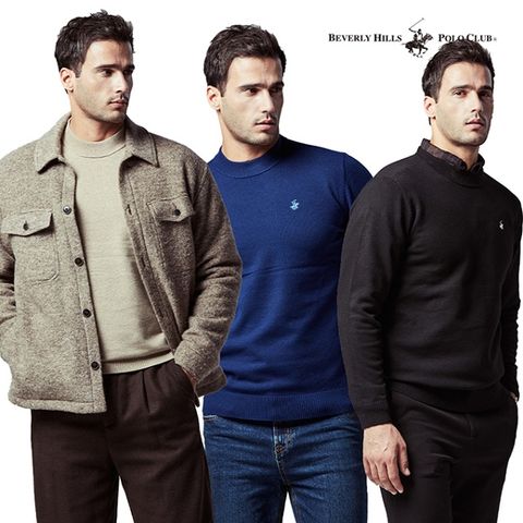 [비버리힐스폴로클럽] WOOL 니트 모크넥 3종, 남성