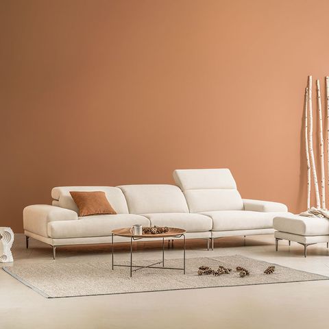 아르떼 4인 헤드기능 카시미라 패브릭 소파+스툴