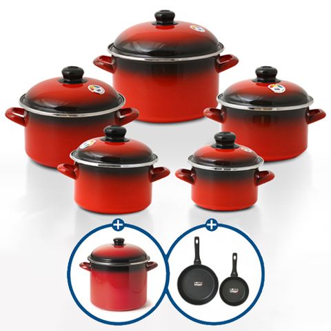 [선택1)깊은형] ELO IH 빨강법랑냄비 깊은형 세트