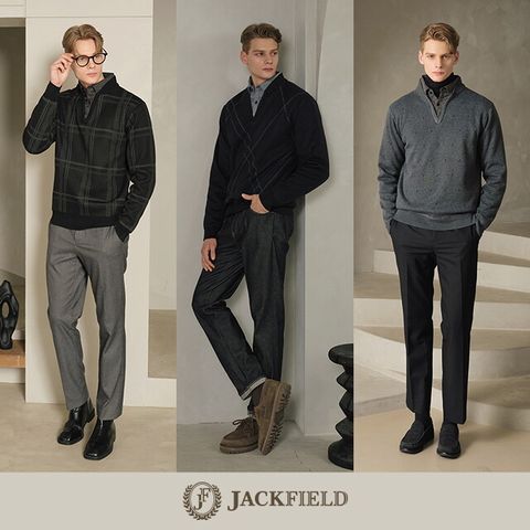 잭필드 25FW 남성 벨벳 기모 레이어드 셔츠 니트 3종(패턴VER)