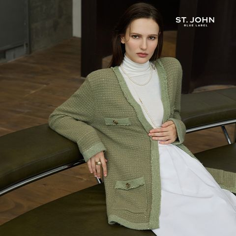 [온플] 25FW 라쿤 울 프린지 금장 니트 자켓