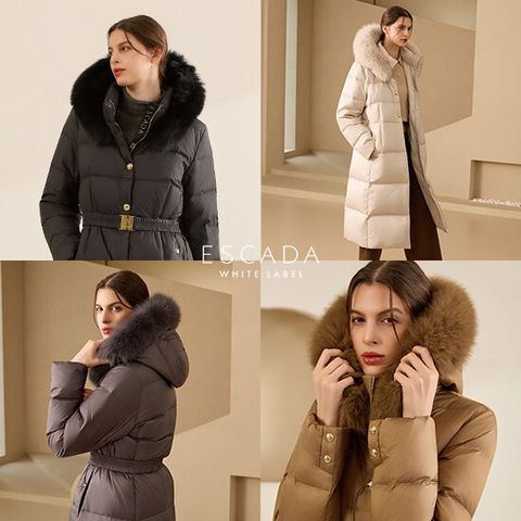 ESCADA 25FW 여성 사가 폭스 퍼 롱다운