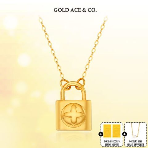 24K 순금 빅 끌레도르 락 목걸이 + 24K 순금 시그니처 골드바 2개 + 14K 쁘띠 금볼펜던트 진주 목걸이