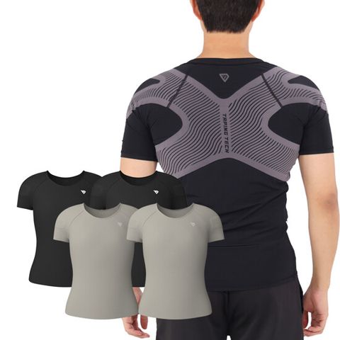 [테이핑테크] (남성용) 바른자세 FW 테이핑 기모 이너웨어 4종 (그레이 2종+블랙 2종)