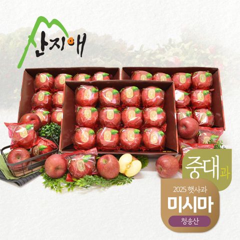 산지애 청송 햇사과 미시마 9kg (3kg*3박스, 총 27~39과)