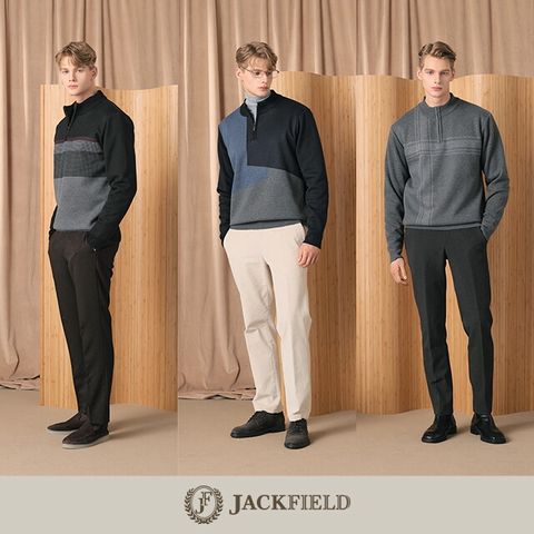 잭필드 25FW 남성 벨벳 기모 반집업 니트 3종