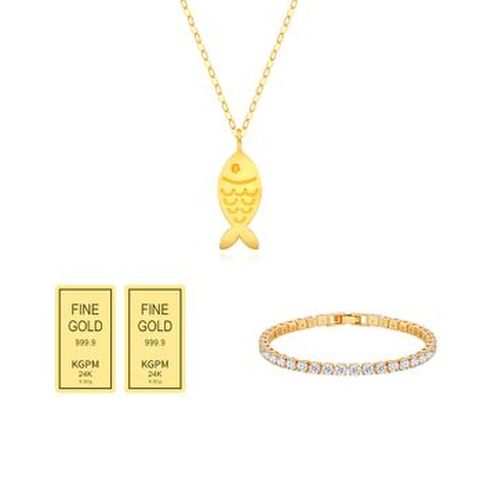 (방송에서만) 한국금자산관리 KGAM 24K 순금 럭키 물고기 목걸이+추가