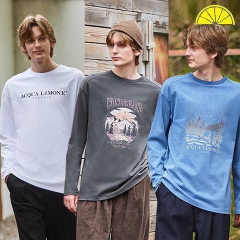 [NH카드5%할인][아쿠아 리모네] 남성 피그먼트 티셔츠 3종 세트