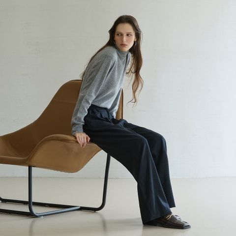 [온플] 센존블루라벨 25FW 파인메리노울100 밴딩 와이드 팬츠