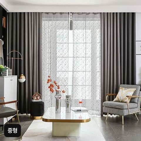 (중형)지나송 카리아 자수 암막커튼 2세트+타이백+볼로프 2개