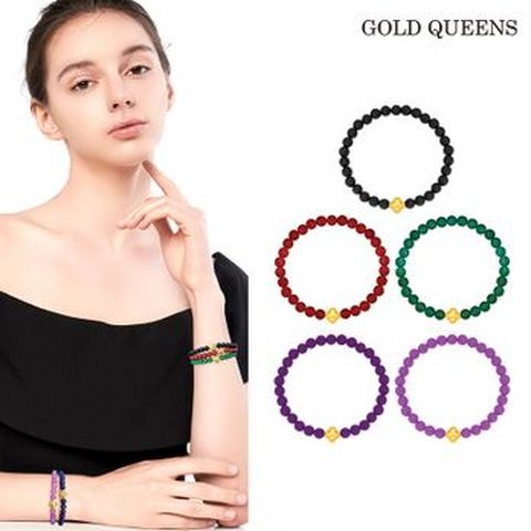 골드퀸즈 24k 순금 클로버 천연보석 팔찌 0.2g