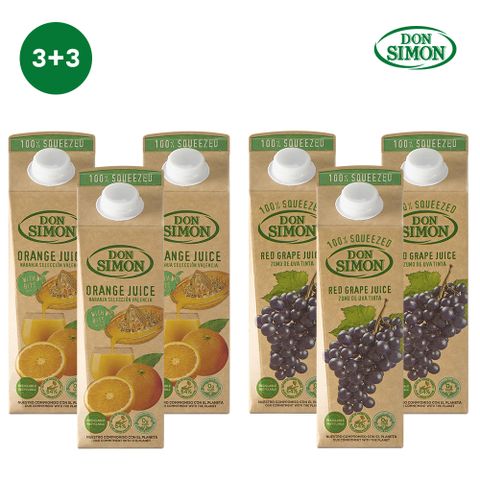 돈시몬 100% NFC 착즙주스 1L 오렌지3+적포도주스3 (3+3) 총6팩