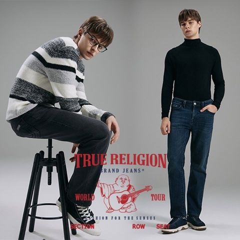 [매장동일] 트루릴리젼 25FW 최신상! 라이크라 기모 데님 팬츠 2종, 남성