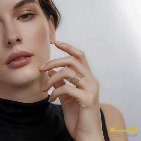 골든클레프 18K 옐로우 트리플 메쉬 반지