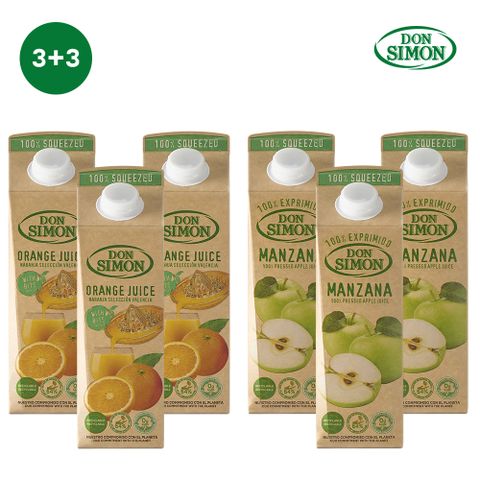 돈시몬 100% NFC 착즙주스 1L 오렌지3+사과주스3 (3+3) 총6팩