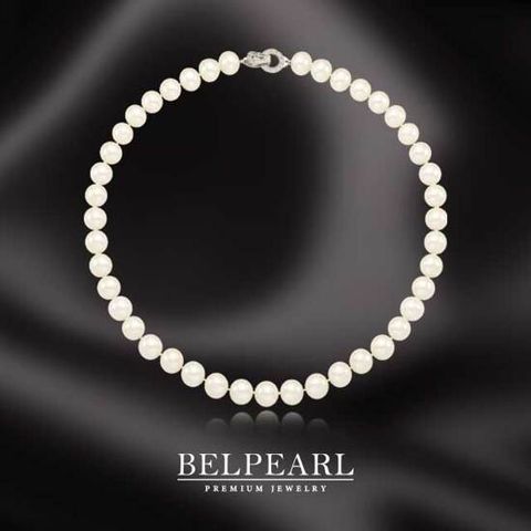 벨펄 약 9.5 ∼ 8mm 리얼 담수진주 화이트 목걸이
