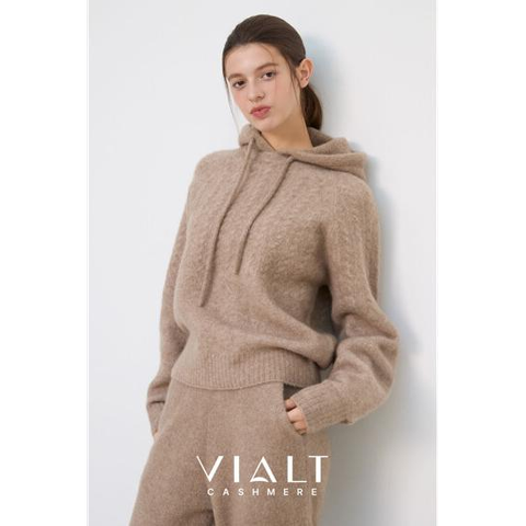 비알트(VIALT) 캐시미어 부클 후드 니트