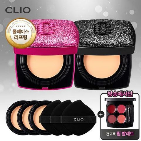 [삼성카드5%할인]방송에서만] 클리오 뉴 마그넷 팩트 별빛 에디션 본품 10g x 2개(블랙,핑크 각1) + 리필 10g x 3개 + 4구 립 팔레트 1개