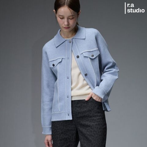 라스튜디오 25FW 울블렌디드 여성 스티치 니트자켓