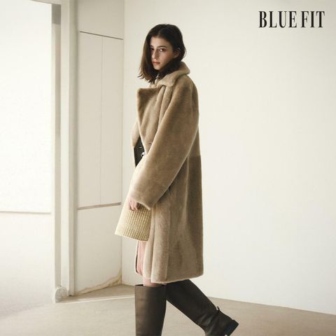 [롯데카드5%할인][25FW최신상] 블루핏X로보 스페인 라도마 더블 롱 무스탕 (리버시블)