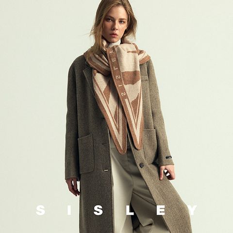 시슬리 시그니처 울 캐시미어 니트 머플러 가죽 벨트 2종
