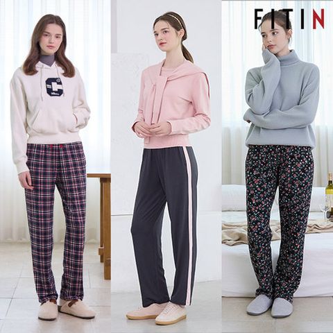 [초특가39,900원] [피트인] 여성 포근 기모 스트레치  파자마 팬츠 3종