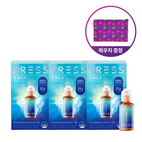 마그코어 3박스 + 체리 파우치 (활력충전 액상 마그네슘 종합 비타민 마그네슘 직장인 수험생 부모님)