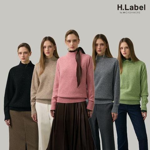 [번-쩍배송][H.Label] 25FW 울 블렌딩 스팽글 윈터 하프넥 니트 3종