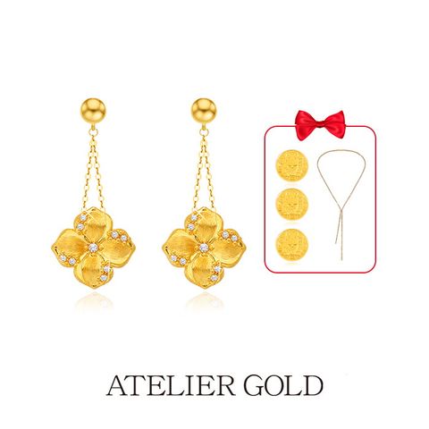 ○ 24K 모이사나이트 클로버 귀걸이 + 24K 골드 3종 + 테니스 롱 목걸이