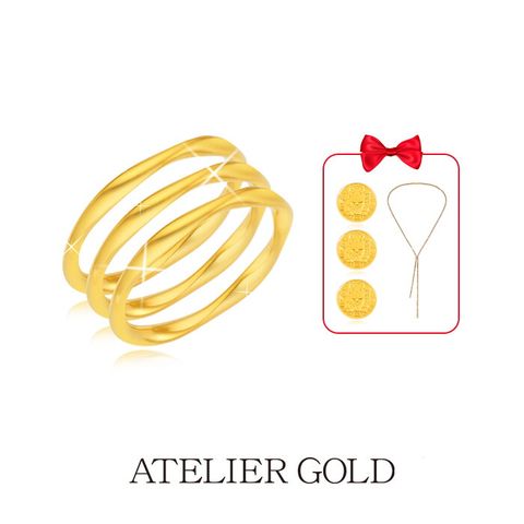 ○ 24K 웨이브 반지 트리플 세트 + 24K 골드 3종 + 테니스 롱 목걸이