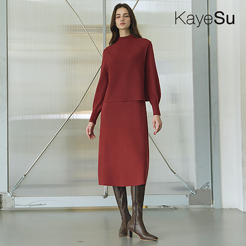 (방송에서만이가격)[케이수] 25FW 울 블렌디드 투웨이 원피스+베스트 세트(레드/모카)