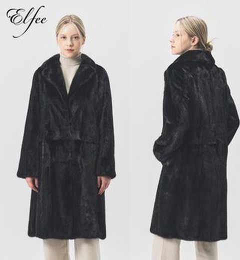 진도엘페 풀스킨 휘메일 밍크 롱코트 블랙(EC13)